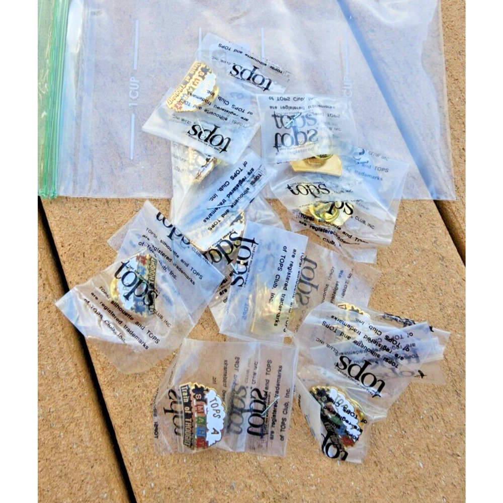 Vtg Lot of 10 TOPS a Great Train of Thought Pins Take Off Pounds Sensibly New